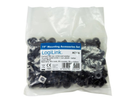 LogiLink Jeu de vis M6 pour composants 19', 50 pièces