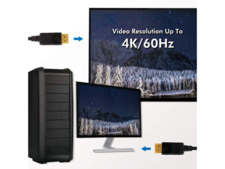 LogiLink Câble de connexion DisplayPort, noir, 5,0 m