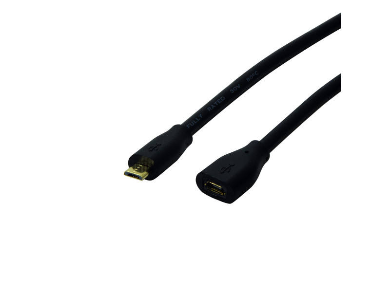 LogiLink Câble de rallonge micro USB 2.0, 0,5 m, noir