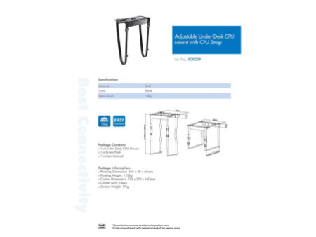 LogiLink Support à sangles pour unité centrale, acier, noir