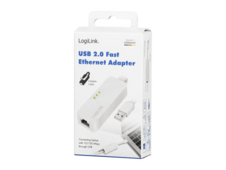 LogiLink Adaptateur USB 2.0 vers RJ45 Fast Ethernet, blanc