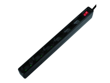 LogiLink Multiprise Euro, 6 prises, avec interrupteur, noir