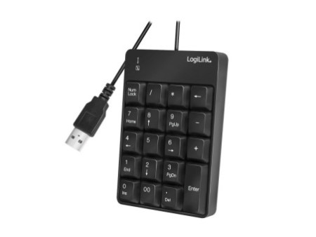 LogiLink Pavé numérique USB, avec câble, 19 touches, noir