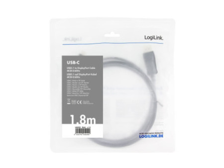 LogiLink Câble de connexion USB-C - DisplayPort, 1,8 m, noir