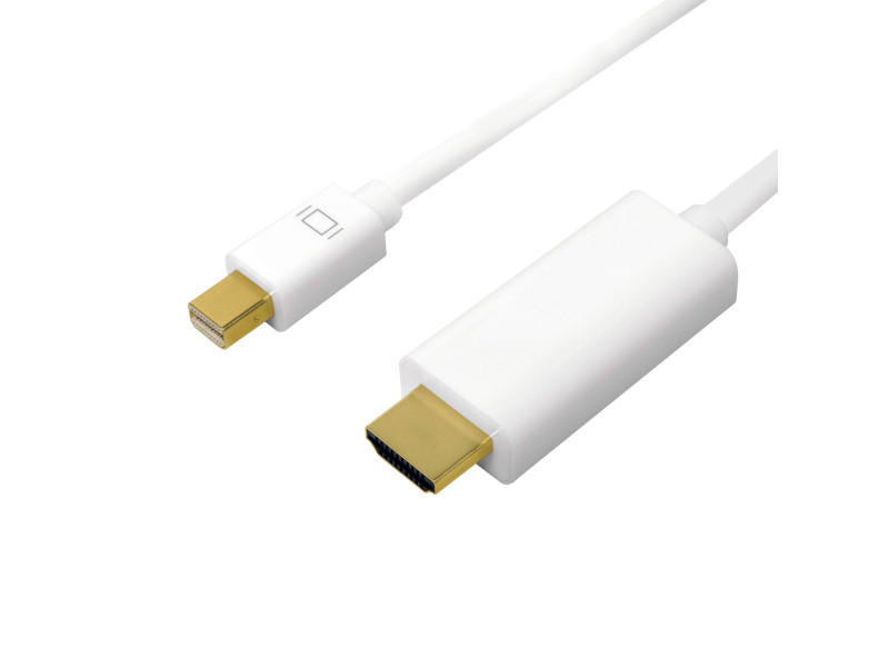 LogiLink Câble Mini DisplayPort - HDMI, 4K, 3,0 m, blanc