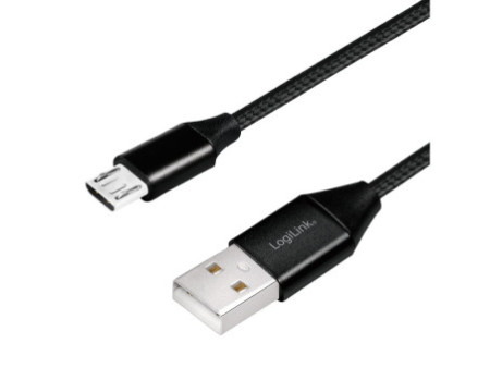 LogiLink Câble USB 2.0, USB-A - Micro USB, 0,3 m, noir