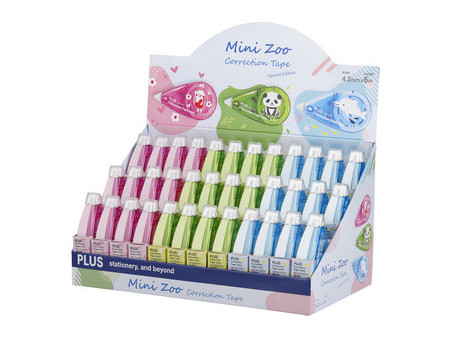 PLUS JAPAN Roller correcteur 'Mini Zoo' 5mm x 6m, présentoir
