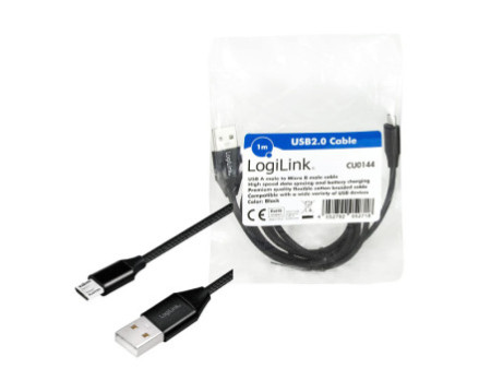 LogiLink Câble USB 2.0, USB-A - Micro USB, 1,0 m, rouge