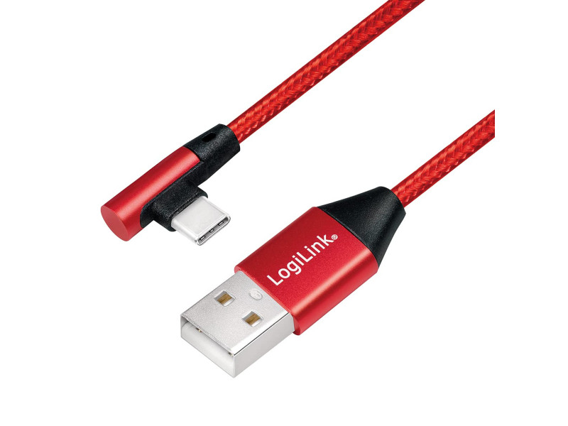 LogiLink Câble USB 2.0, USB-A - USB-C mâle, 0,3 m, rouge