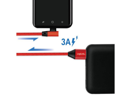 LogiLink Câble USB 2.0, USB-A - USB-C mâle, 1,0 m, rouge