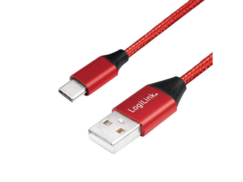 LogiLink Câble USB 2.0, USB-A - USB-C mâle, 0,3 m, rouge