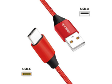 LogiLink Câble USB 2.0, USB-A - USB-C mâle, 0,3 m, rouge