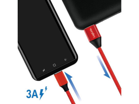 LogiLink Câble USB 2.0, USB-A - USB-C mâle, 0,3 m, rouge