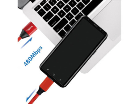 LogiLink Câble USB 2.0, USB-A - USB-C mâle, 0,3 m, rouge
