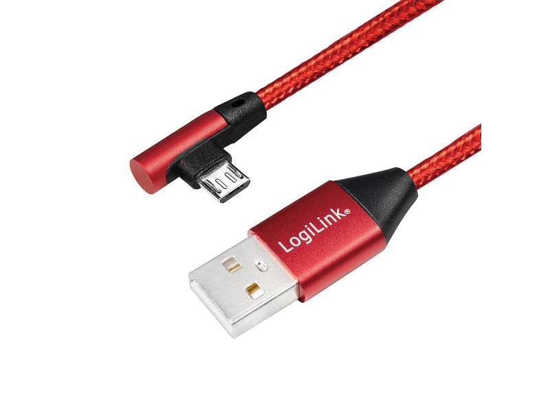 LogiLink Câble USB 2.0, USB-A - Micro USB, 0,3 m, rouge