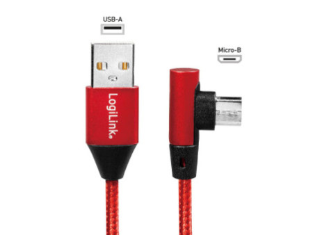 LogiLink Câble USB 2.0, USB-A - Micro USB, 0,3 m, rouge