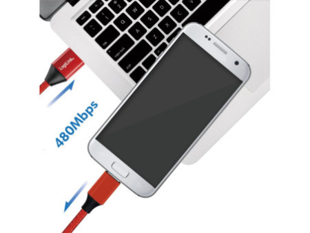 LogiLink Câble USB 2.0, USB-A - Micro USB, 0,3 m, rouge