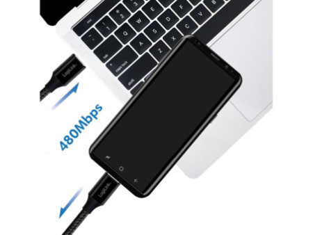 LogiLink Câble USB 2.0, USB-C - USB-C mâle, 0,3 m, noir