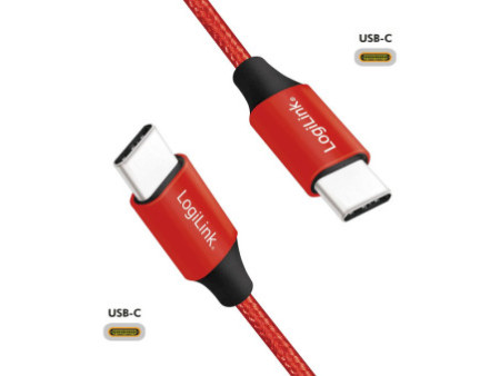 LogiLink Câble USB 2.0, USB-C - USB-C mâle, 1,0 m, rouge