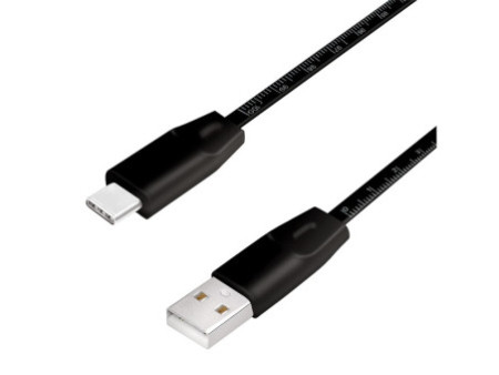 LogiLink Câble USB 2.0 avec règle, USB-A - USB-C mâle, noir