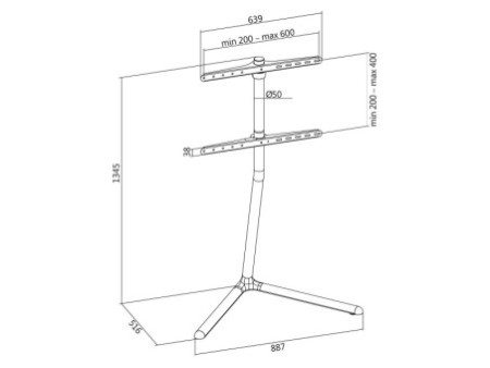 LogiLink Support pour téléviseur, 124,46 - 177,80 cm, chrome