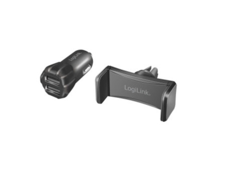 LogiLink Chargeur de voiture USB & support pour smartphone