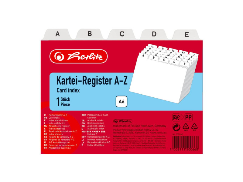 herlitz Index alphabétique, PP, A6 paysage, blanc