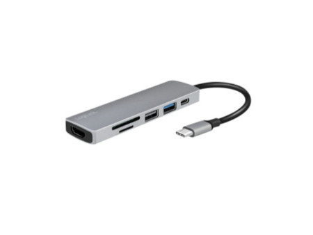 LogiLink Hub multifonction USB-C 6-en-1, argenté