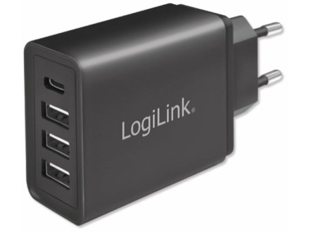 LogiLink Chargeur secteur USB avec 4 ports USB, noir