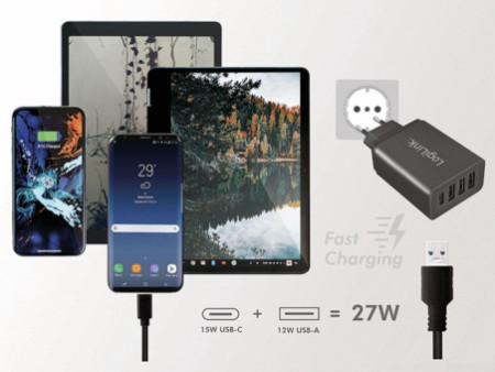 LogiLink Chargeur secteur USB avec 4 ports USB, noir