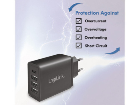 LogiLink Chargeur secteur USB avec 4 ports USB, noir