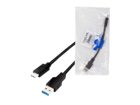 LogiLink Câble USB 3.2, USB-A - USB-C, 0,15 m, noir