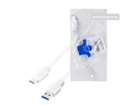 LogiLink Câble USB 3.2, USB-A - USB-C, 0,5 m, blanc