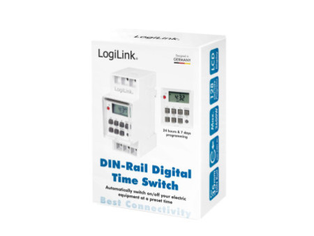 LogiLink Minuterie numérique, montage sur rail DIN, blanc