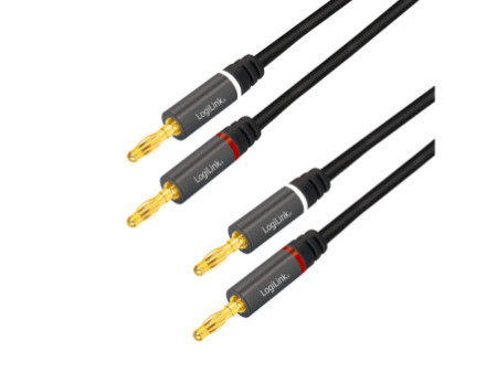 LogiLink Cordon haut-parleur, 2 x 2 fiches bananes, 3,0 m
