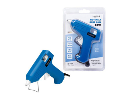 LogiLink Mini pistolet à colle, 10 wattts, bleu