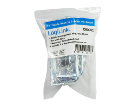 LogiLink Kit support de câbles, acier, 40 x 80 mm, galvanisé