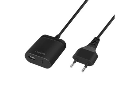 LogiLink Chargeur secteur USB avec câble fixe, 1x USB, noir