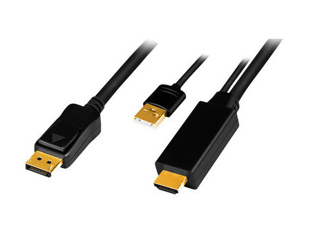 LogiLink Câble HDMI, connecteur HDMI-A + USB-A - DisplayPort