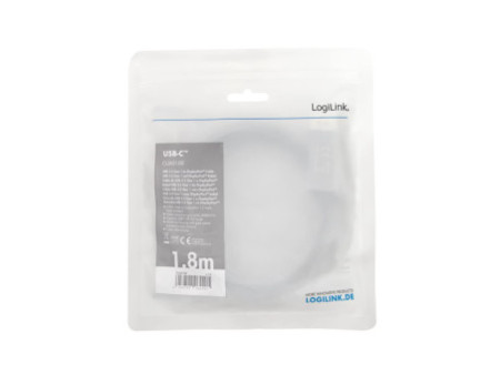 LogiLink Câble USB, fiche mâle USB-C-mâle DP, 1,8 m