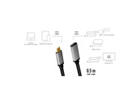 LogiLink Câble de rallonge USB 3.2, noir/gris, 0,5 m