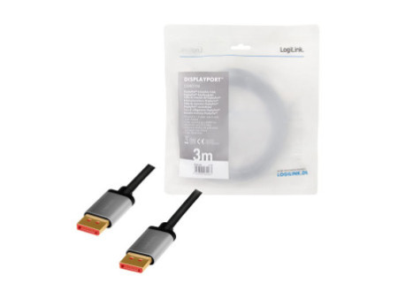 LogiLink Câble DisplayPort 1.4, fiche mâle - mâle, 3,0 m