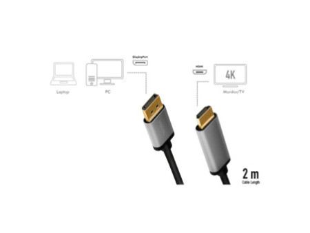 LogiLink Câble DispolayPort - HDMI, 2,0 m, noir/gris