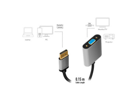 LogiLink Câble adaptateur Displayport - VGA, 0,15 m