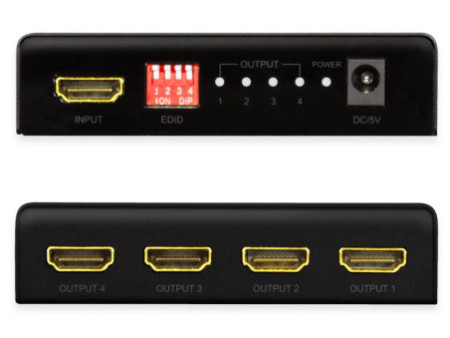 LogiLink Distributeur HDMI 4K/60 Hz Downscaler, EDID,4 ports