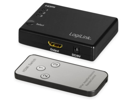 LogiLink Commutateur Full HD Small HDMI, 3 ports, noir