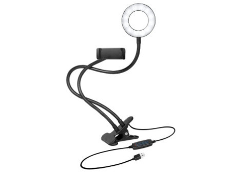 LogiLink Ring light avec support de smartphone à pince, 85mm