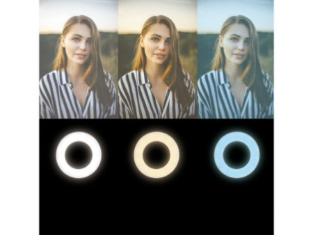 LogiLink Ring light avec support de smartphone à pince, 85mm