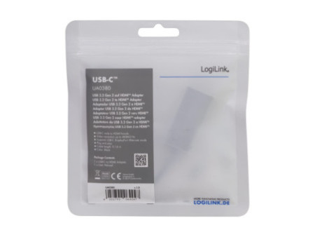 LogiLink Carte graphique USB 3.2, USB-C - HDMI-A, noir