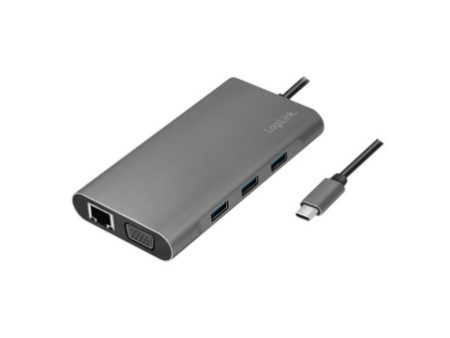 LogiLink Station d'accueil USB 3.2, 10 ports, USB-C, argent